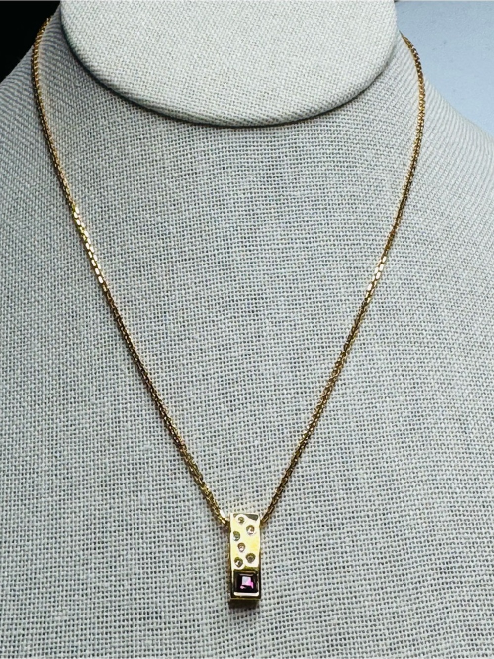 Swarovski Gold-Tone Bar Necklace with Amethyst and Crystal Accents